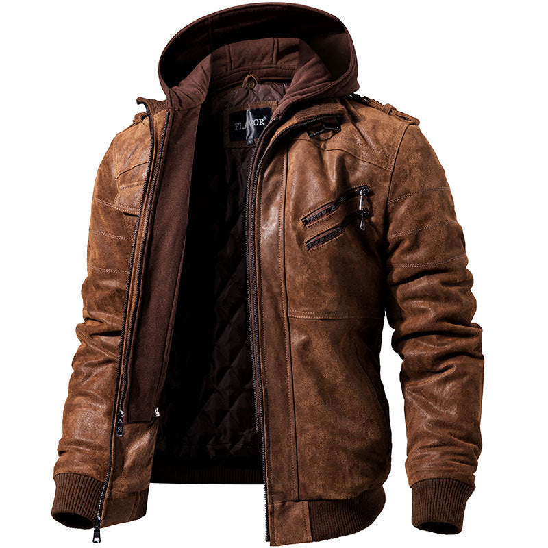 Men's Slim Fit PU Leather Jacket