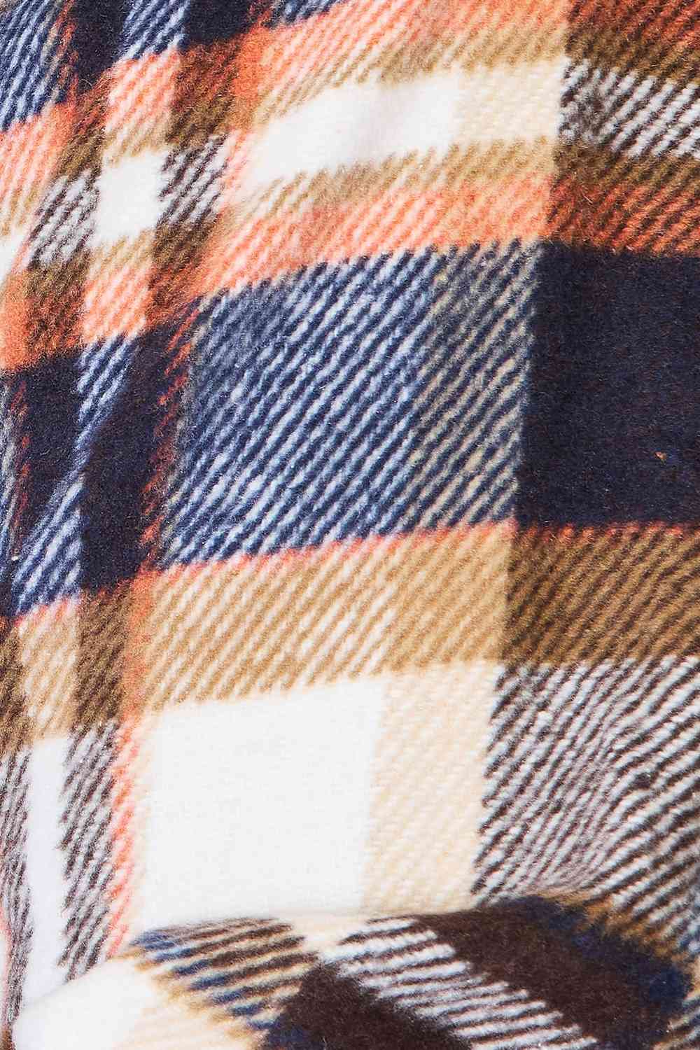 Double Take Plaid Button Jacket